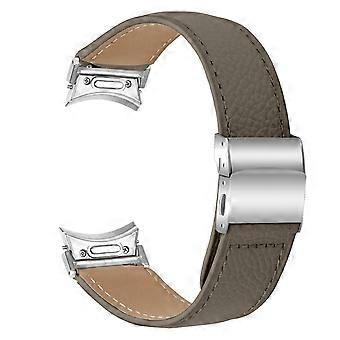 Pulseira de pulso com conector de liberação rápida prateado para Samsung Galaxy Watch6/Watch6 Classic Pulseira de couro genuíno