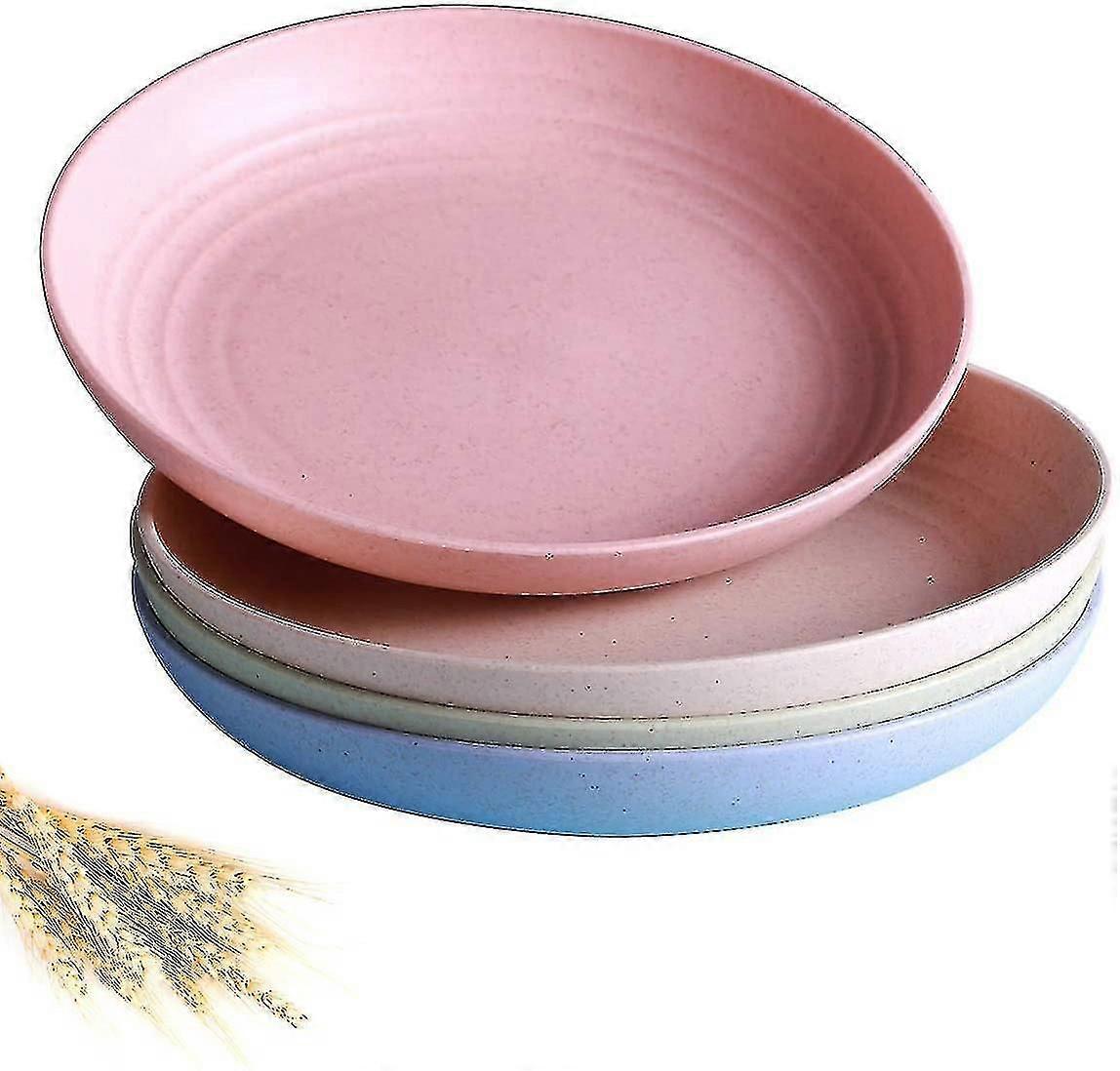 4 Pack Lightweight Wheat Straw Plates-degradable Lightweight
