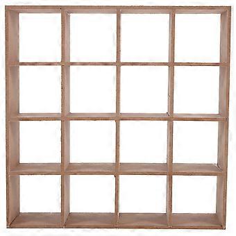 Microminiature Furniture Wooden Storage Rack with 16 Compartments for Dollhouse