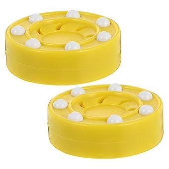 Ice Hockey Puck Roller Skating Training Use 2Pcs Yellow Plastic Pucks