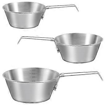 Silver Stainless Steel Camping Bowl with Foldable Handle 9Pcs Pack