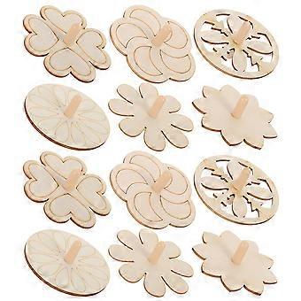 18pcs Giroscopio de madera Artesanías Juguete giroscópico de dibujo de bricolaje Modelo de giroscopio de madera sin pintar Giroscopio de madera