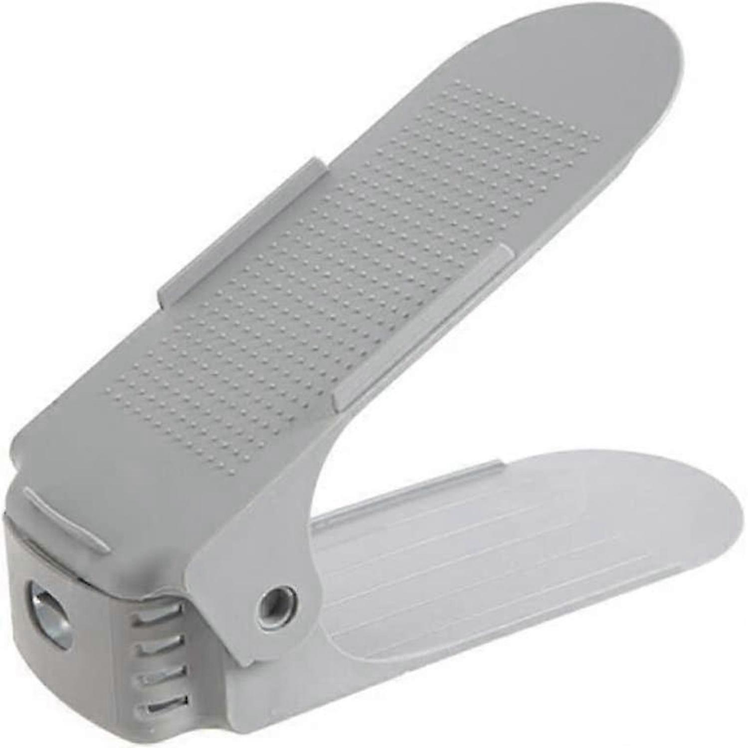 1 pcs Double Layer Small Plastic Shoe Organiser,Adjustable Space Saving Storagegrey