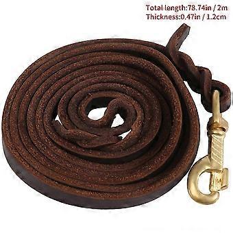 2M Long Leather Braided Pet Dog Walk Traction Collar Strap Training Leash Lead