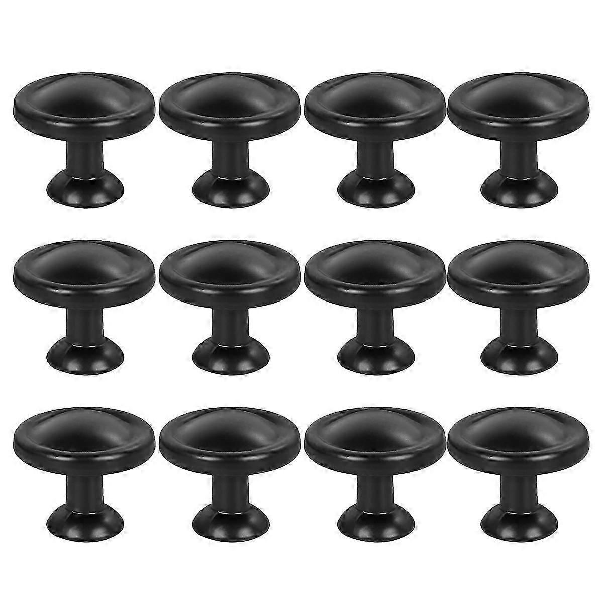 12pcs Aluminum Door Knobs Door Round Pull Handle Kitchen Cabinet Knobs Cupboard Wardrobe Pull Knobs (Matted Black)