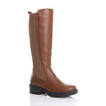 Ajvani Knitted Stretchy Knee Chelsea Riding Calf Boots