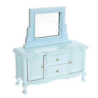 Wooden Doll House Dressing Table Miniature, Birch Wood Decorative for Mini House Bedroom