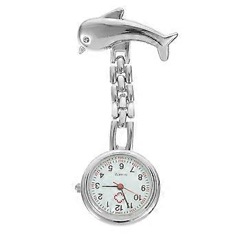Pocket Watch Nurse Hanging Watch for Time Dolphin Brooch Silver