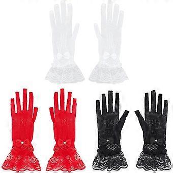 3 Pairs Women's Lace Gloves 3 Colors Lace Mesh Gloves Women Elegant for Bridal Wedding Opera Tea Party Halloween Wedding Party