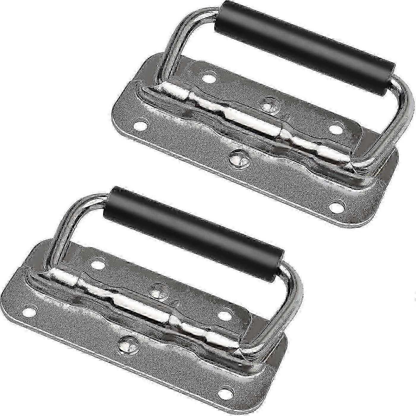 Folding Spring Pull Handles 2 Pieces Silver Stainless Steel with Insul
