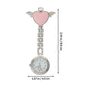 Luminous Nursing Watch for Nurses Pink Heart Design Alloy Pocket Watch