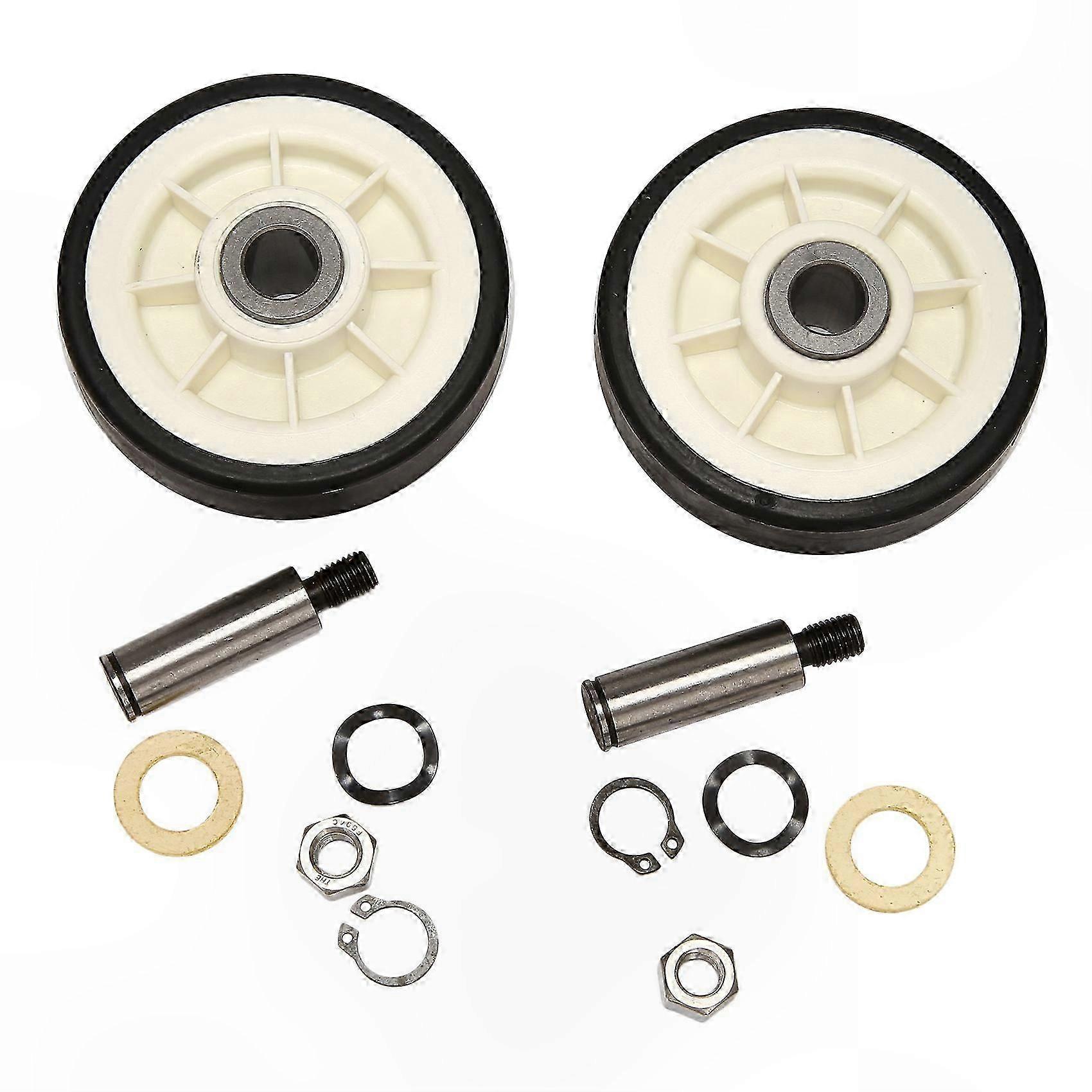 2-Pack Dryer Drum Support Roller and Shaft Compatible with Multiple Models