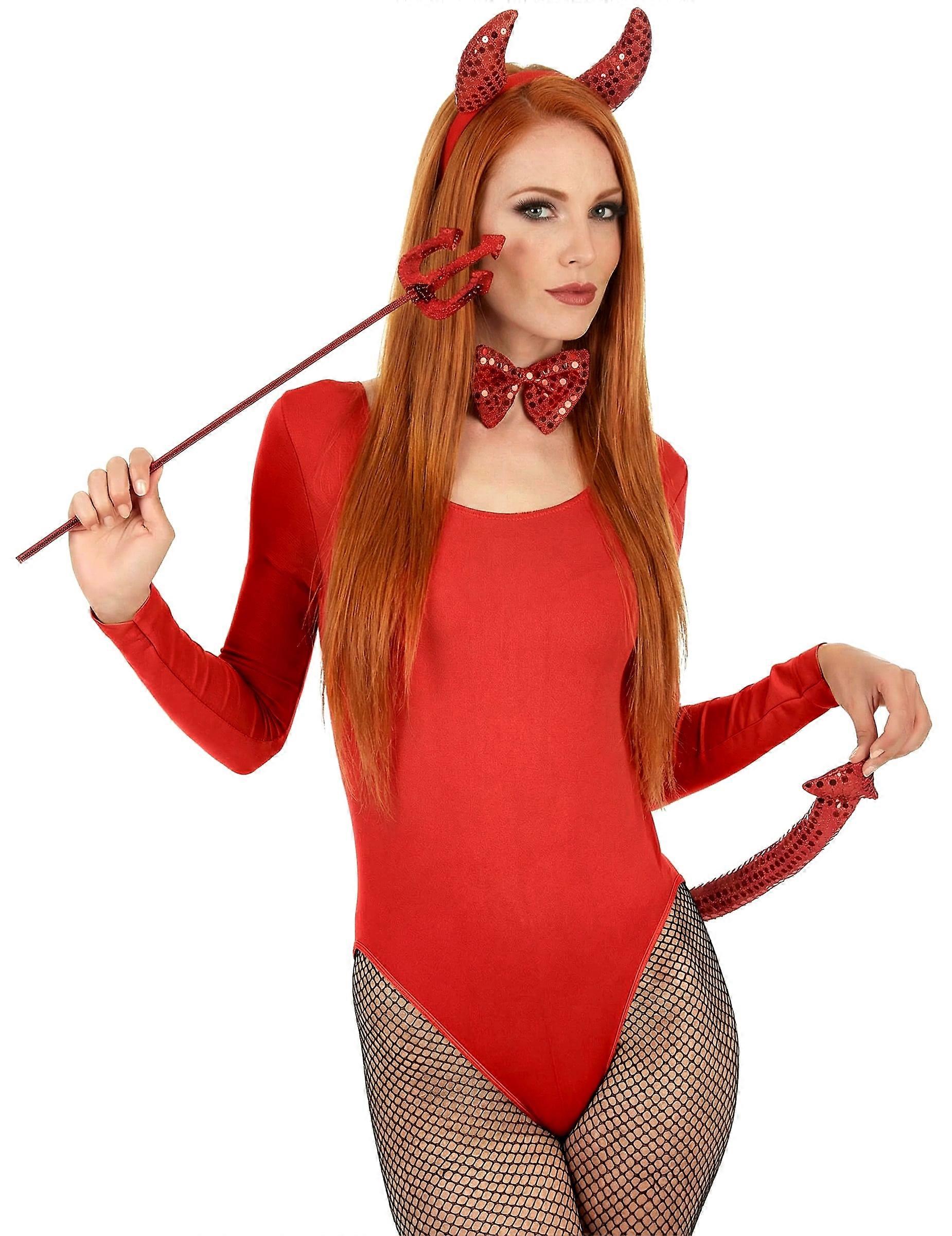 Adult red sequin devil kit