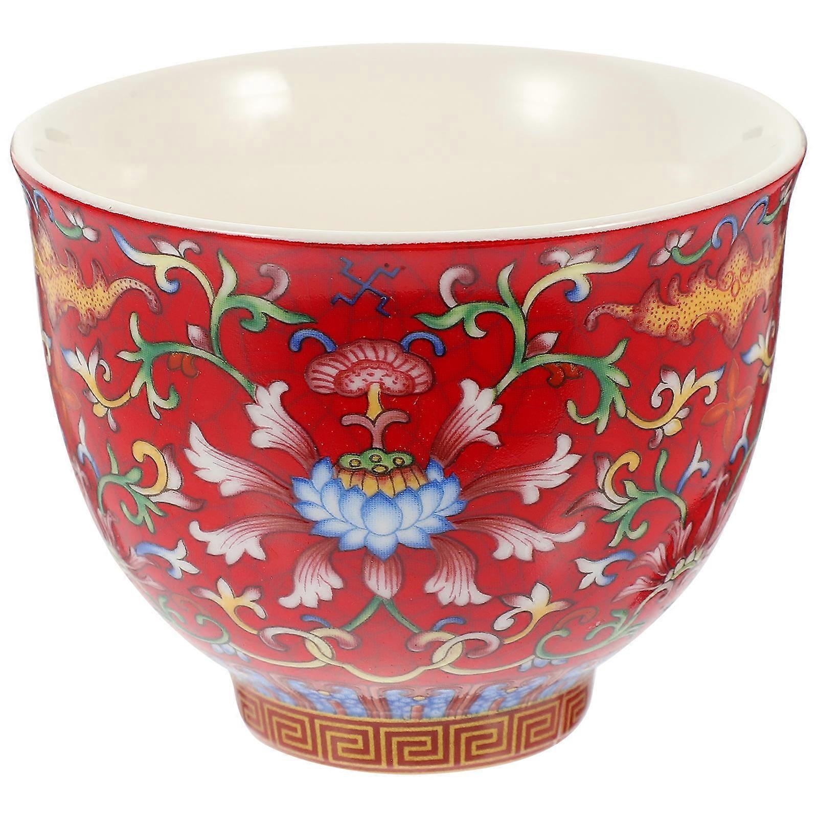 Flower Pattern Tea Cup Ceramic for Daily Use Chinese Teaware