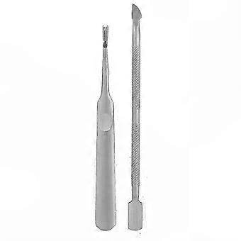 Effective Cuticle & Dead Skin Removal 2Pcs Stainless Steel Cuticle & Fork Pusher Clipper Pedicure Tool Kit