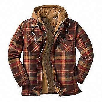 Winter Warm Men's Quilted Plaid Flannel Jacket, Long Sleeve Heavyweight Quilted Lined, Zip-Up Front with Split Pocket
