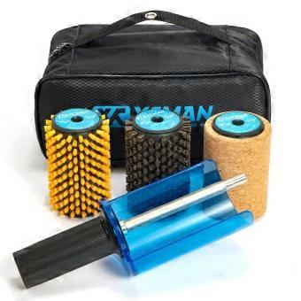 Roterende borstelset voor ski, 100 mm lengte, nylon, paardenhaar en kurk borstels