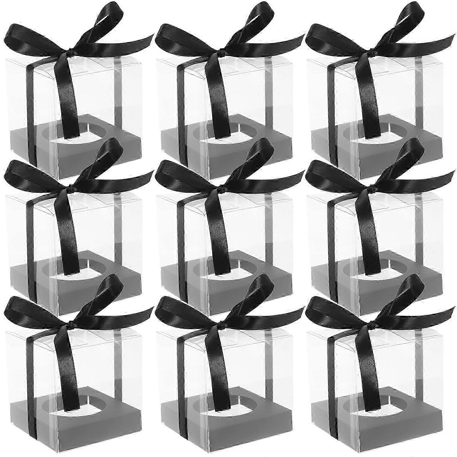 30pcs Clear Mousse Cake Boxes Mousse Packing Case With Ribbon Decoration