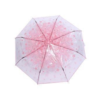 1 PC Przezroczysty składany parasol Modny parasol księżniczki Cherry Blossom # Różowy