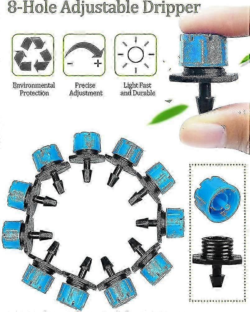 200pcs 1/4" Dripper Irrigation. Adjustable Irrigation Drippers Drip Irrigation