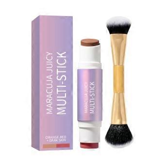 Blush Contour Stick with Brush Orange Red and Deep Skin Moisturizing Formula Multi Use Cheek Makeup