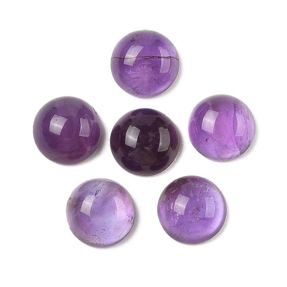 20pcs Amethyst Cabochons Half Round/Dome 8x3.5mm