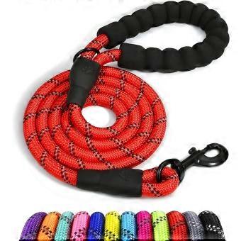 Dog Rope, Nylon Dog Leash With Soft Padded Handle And Reflective Threads, 150cm X 1.2cm, Red 597.