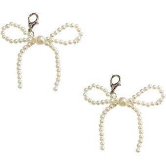 Pearl bow shoe ornaments, suitable for sneakers, bow sneaker embellishments, pearl shoelaces, sneaker accessories.