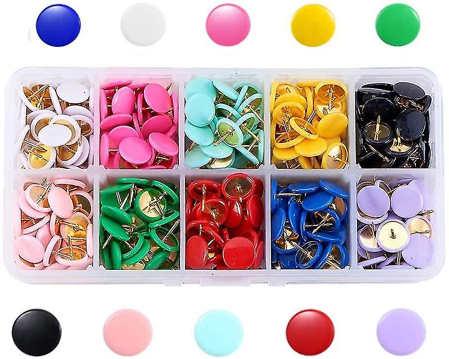 Push Pins, Set Of 300 Metal Push Pins Map Pins With Round Head + Needle Points