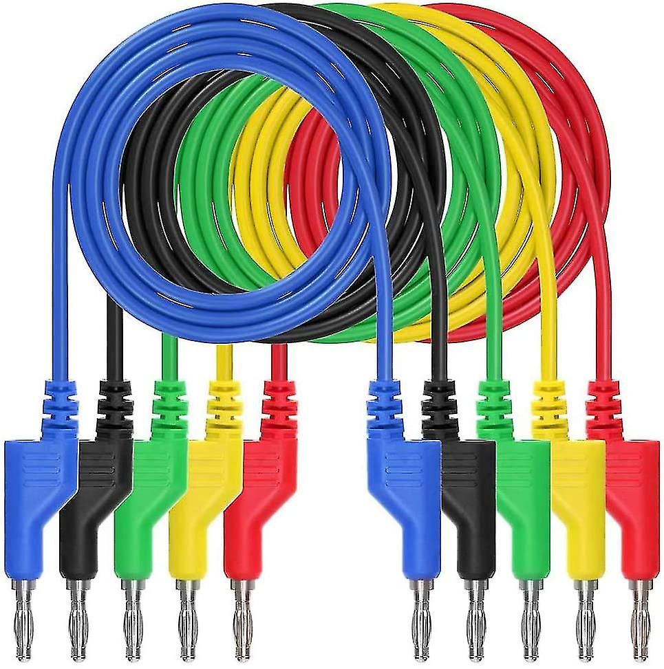 5 Pcs 1m Test Leads For 4mm Banana Plug Test Cable Test Lead Kit For Ammeters Multimeters Ohmmeters Battery Testers Circuit Testersvoltage T