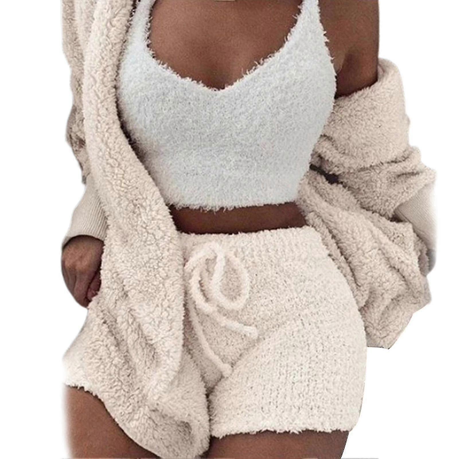 3pcs/set Cozy Knit Set Shorts + Sweater + Coat Casual Warm Suit For Women Men New-r