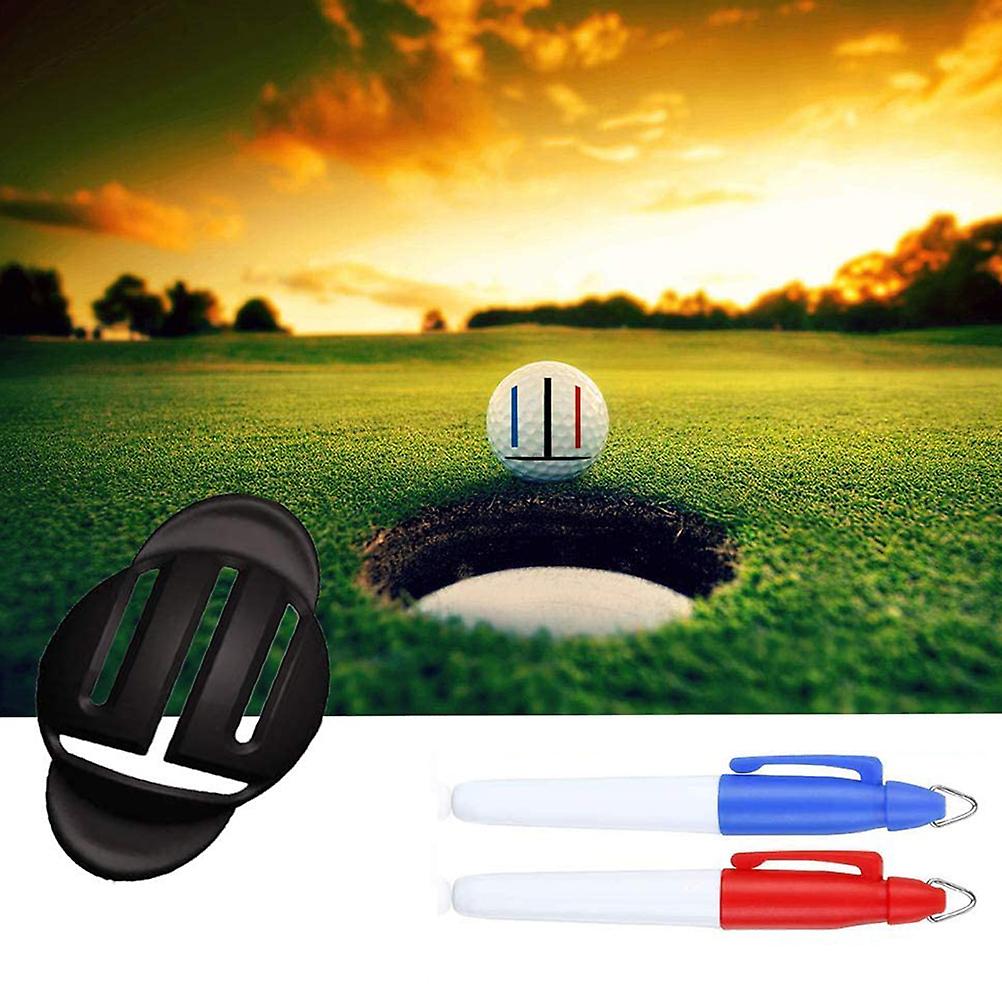 Portable Golf Ball Line Liner with 2 Marker Pens Durable Golf Ball Marking Alignment Tool Easy
