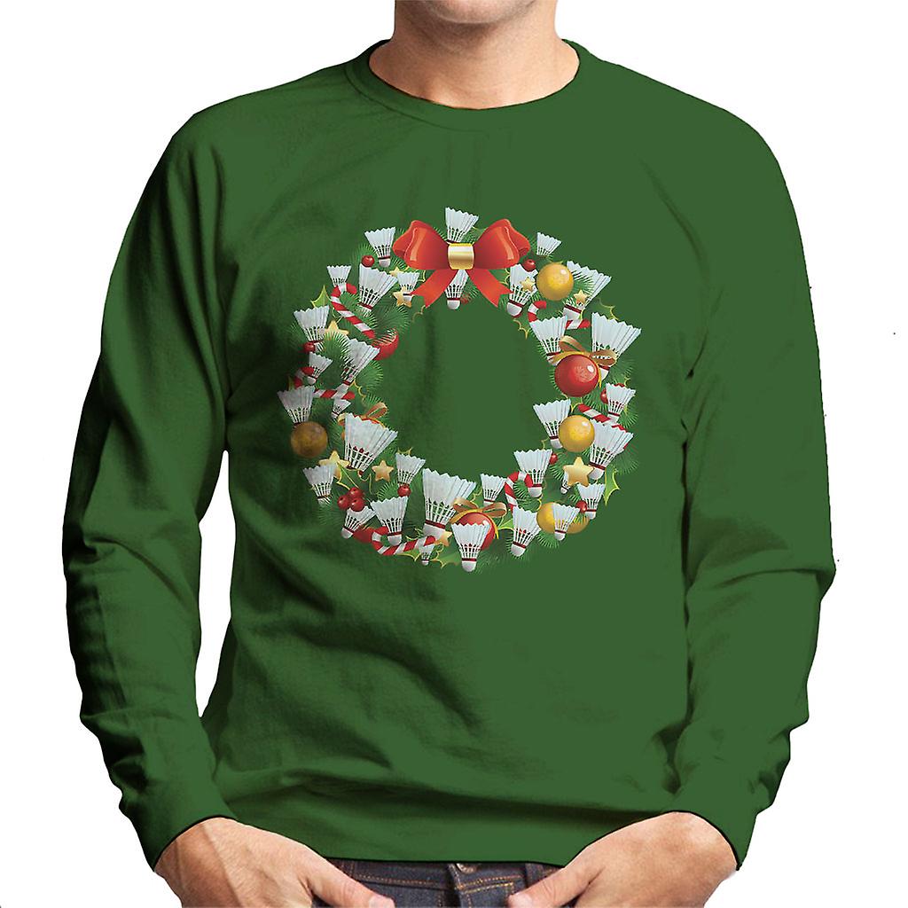 Kerst Badminton shuttle krans mannen Sweatshirt