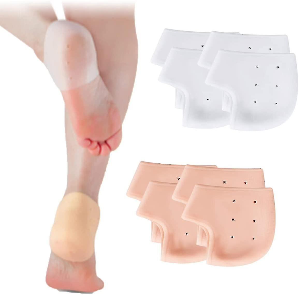 8pcs/4pairs Silicone Heel Protectors Breathable Gel Heel Cups Heel Cushion Pads