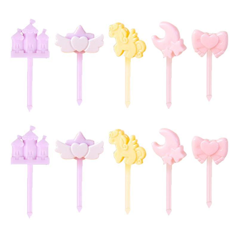 6/8/10 יחידות מזלג פירות קריקטורה ללא החלקה תמרור ללא בור לרכב מזלג עוגת טירה לחדר אוכל