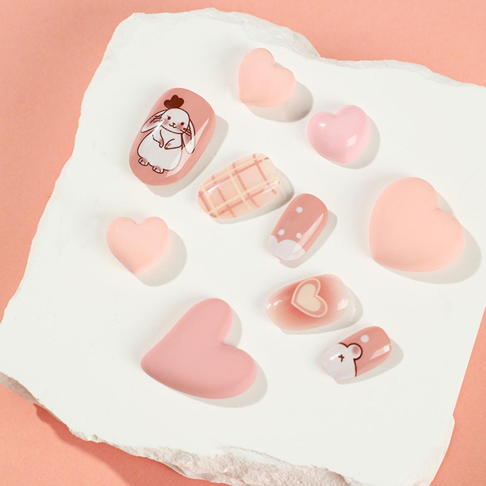 Cute Pattern Pink Design False Nails Chip-proof Smudge-proof Fake Nails
