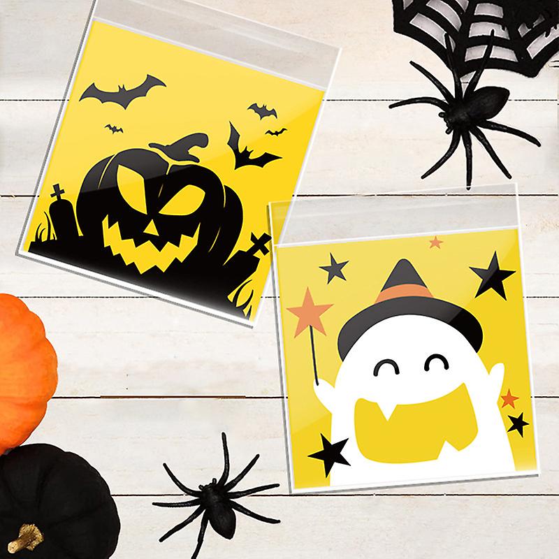 100pcs Halloween Candy Bag Gift Cookie Bags Biscuits Snack Plastic Packaging