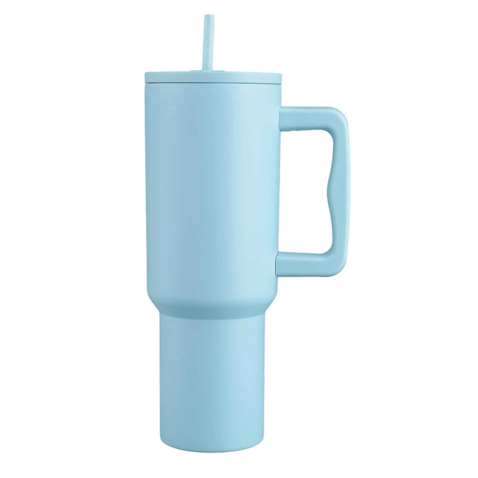 Fashion Handle Stainless Steel Cup with Straw Portable Large Capacity Drinking Mug for Barbecue Outdoor