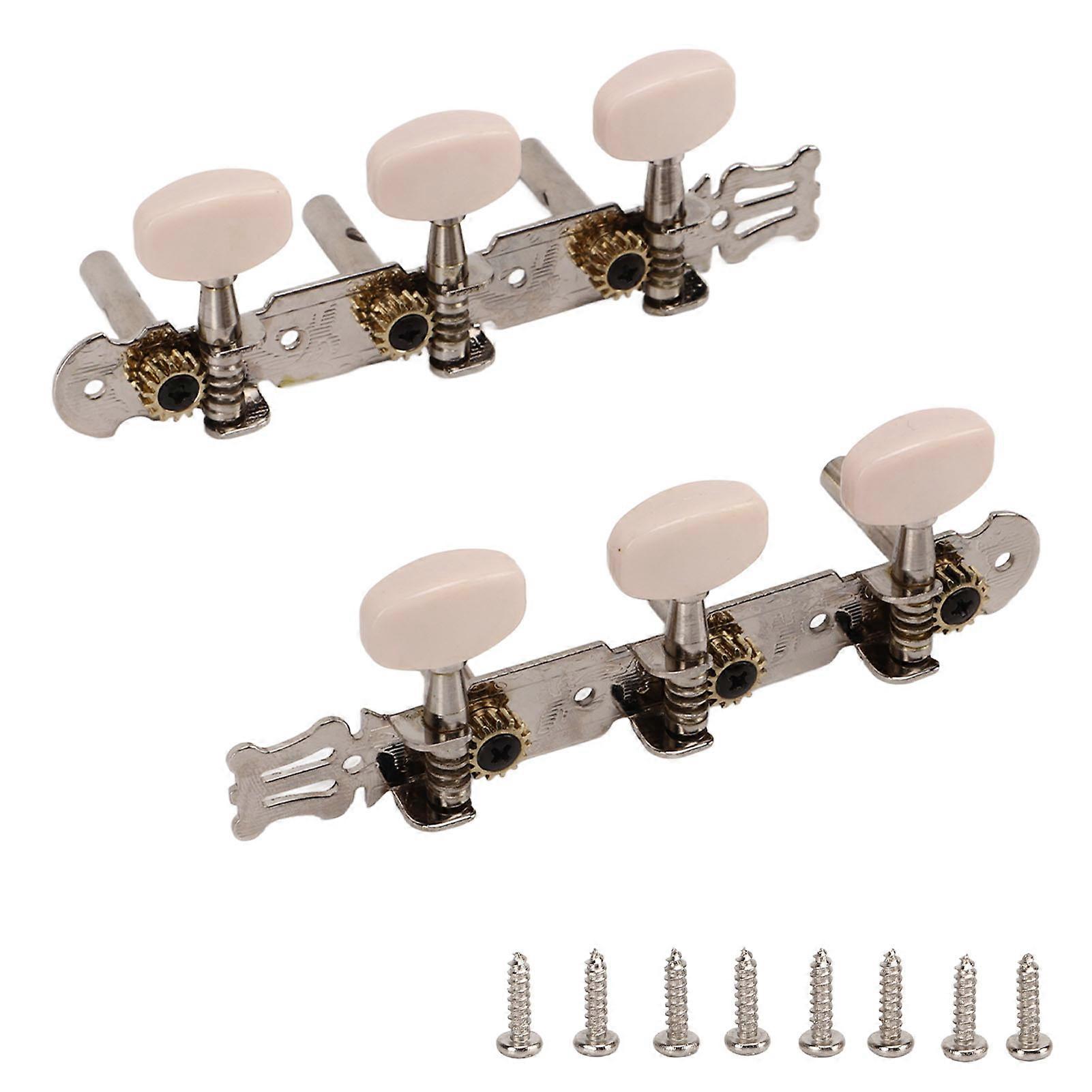 2Pcs String Tuning Key 3L 3R Metal Cream Color Button Acoustic Guitar Tuning Pegs