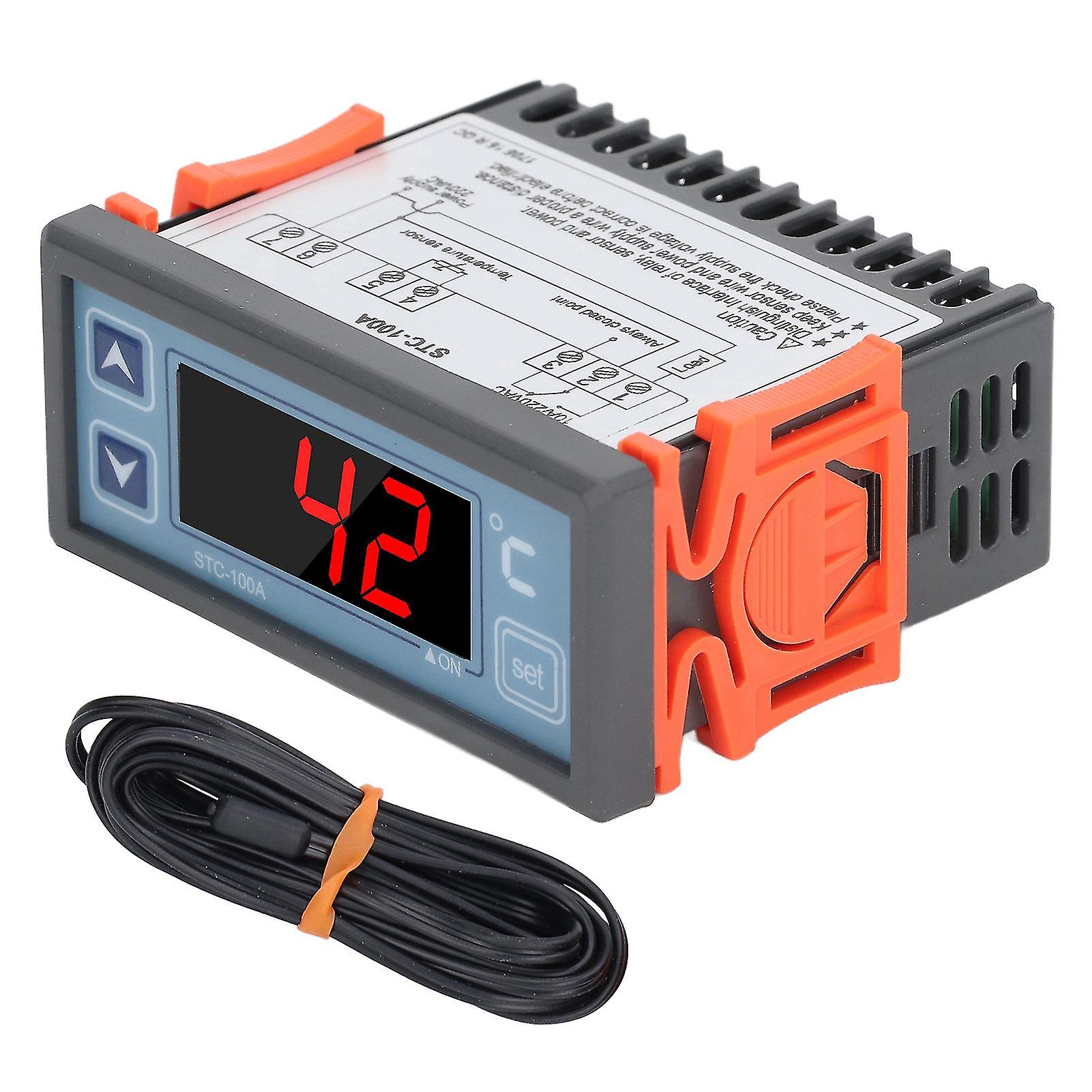 Digital Display Temperature Controller PC Flame Retardant Intelligent Thermostat with High Accuracy Sensor 220VAC