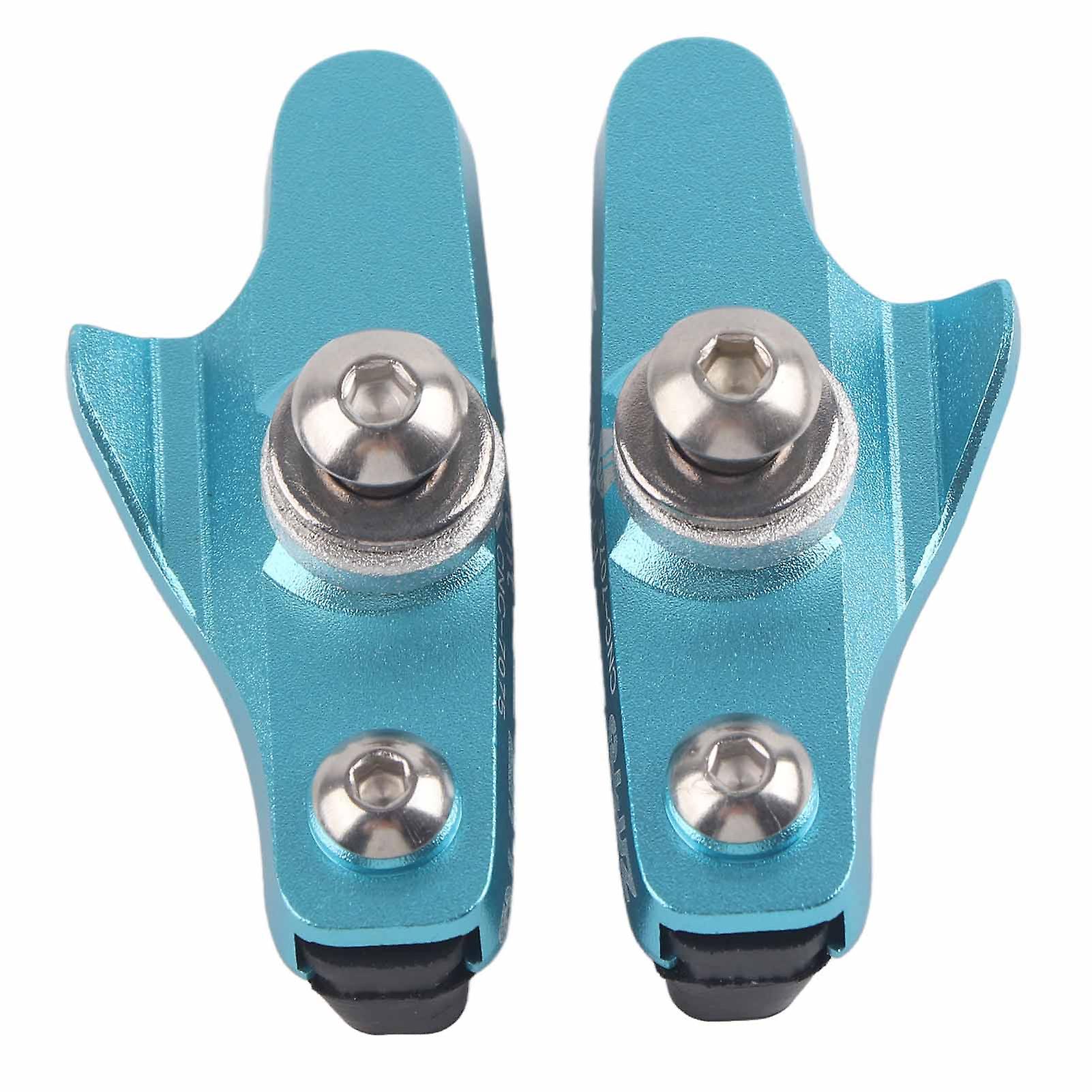 Qukaim vbrakeblock Aluminium Alloy Road Brake Block Drawer Style Pads for Bike, Blue, 2pcs