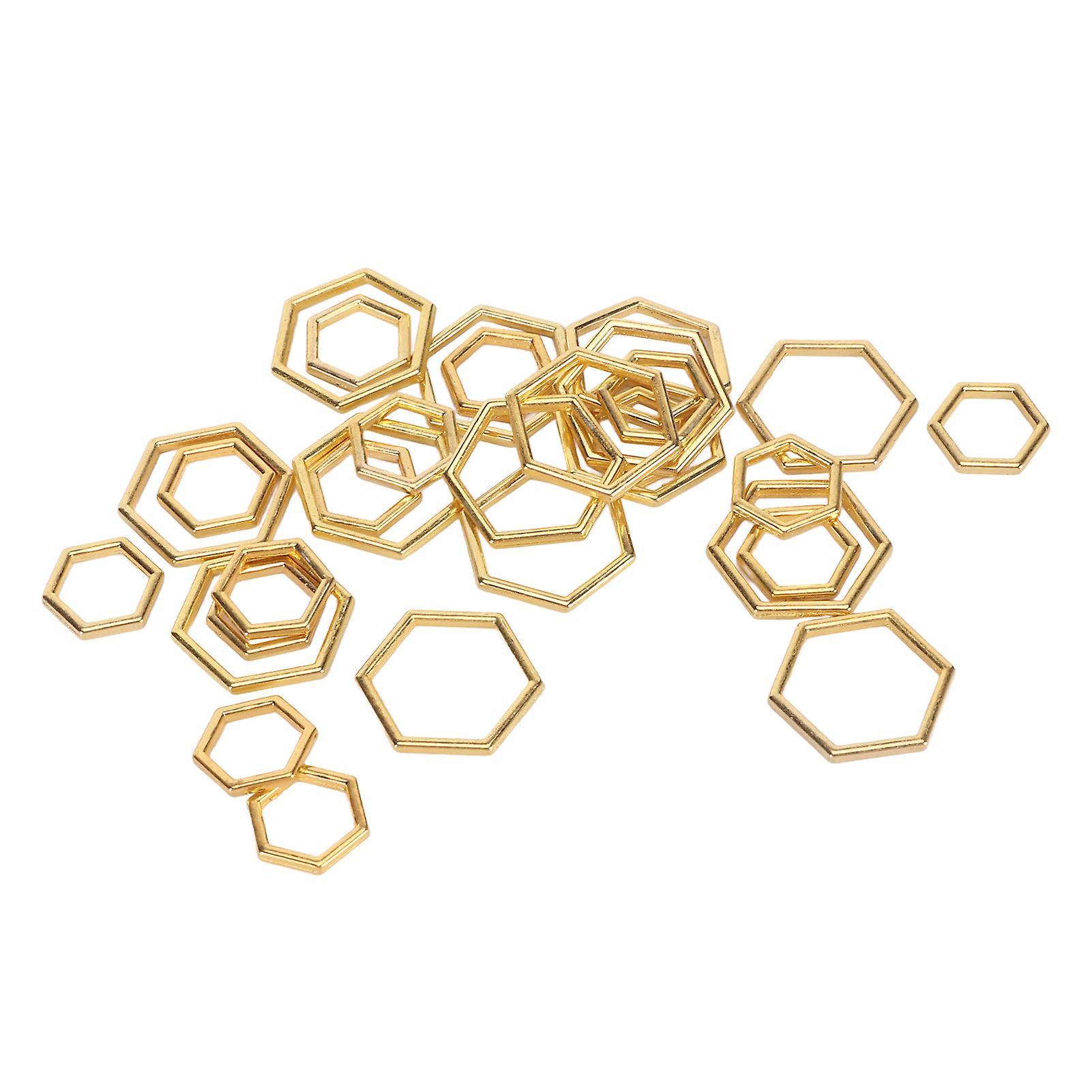 30pcs Hexagonal Knitting Stitch Markers Plating Process Fade Resistant Zinc Alloy for DIY Craft Gold 