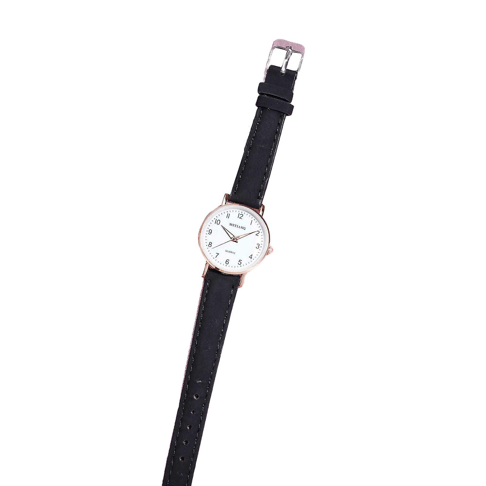 Quartz Watch Pointer Display Faux Leather Strap Round Dial Quartz Movement Pin Buckle Decoration Precise Time Luminous Dress Wristwatch