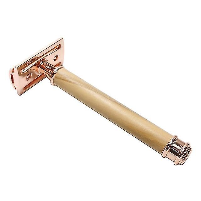 Classic Double-sided Manual Razor Long Handle Safety Razors Olive Wood Shaver Set Waterproof No Rust
