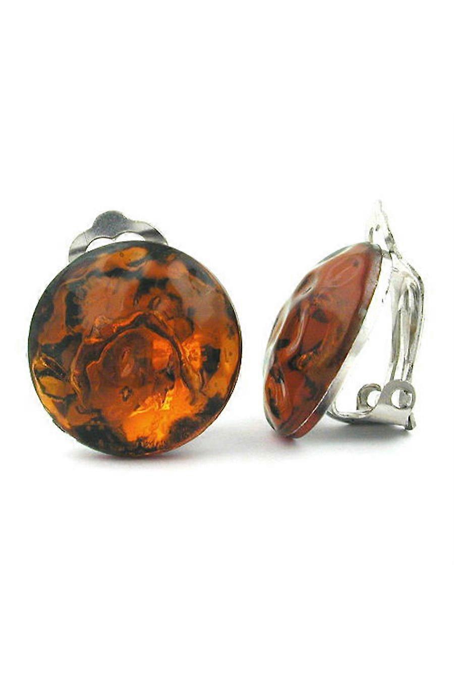 Clip-on Earring Amber Color Marbled - Gl02691