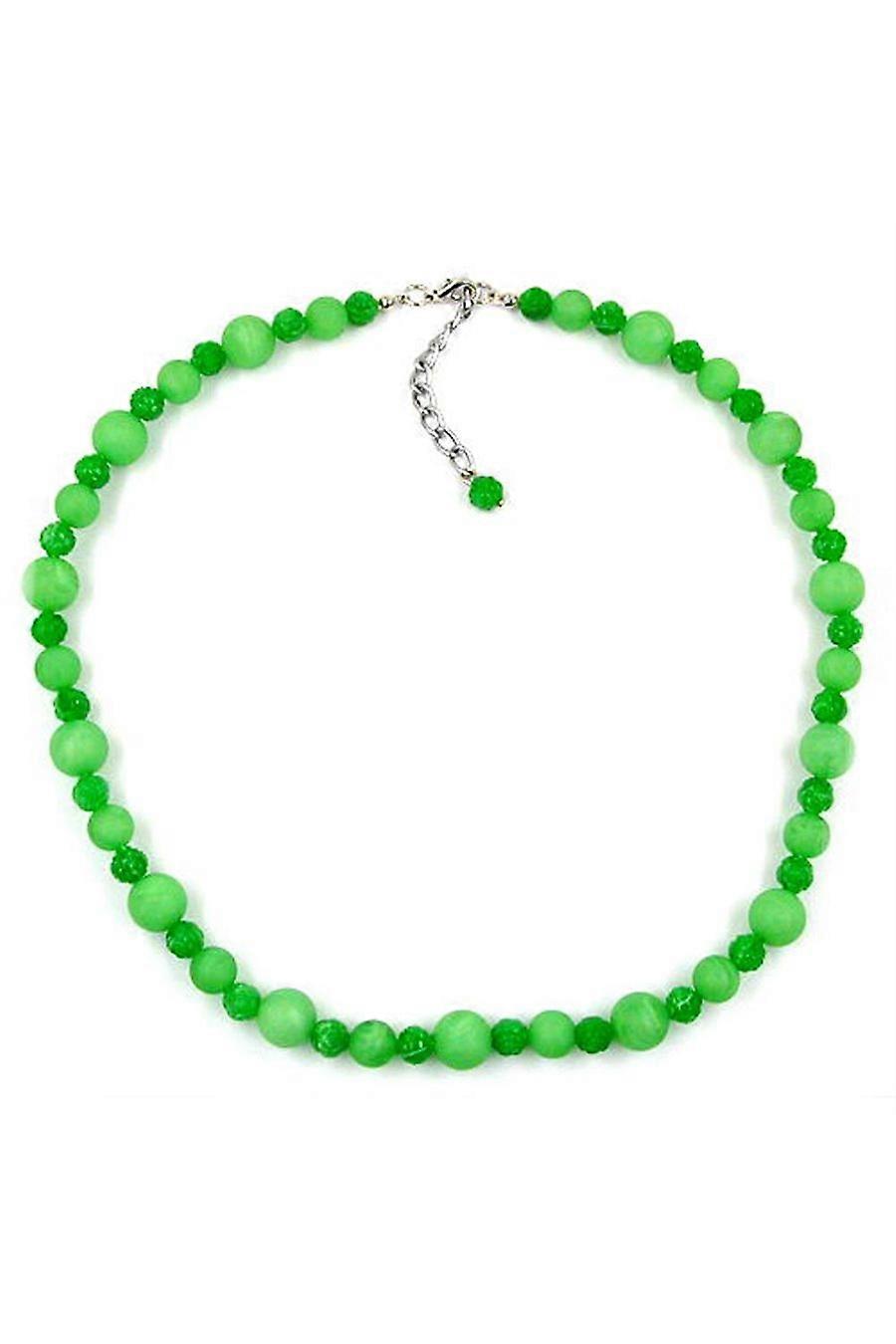 Necklace Flower Bead Green Silver - Gl02060