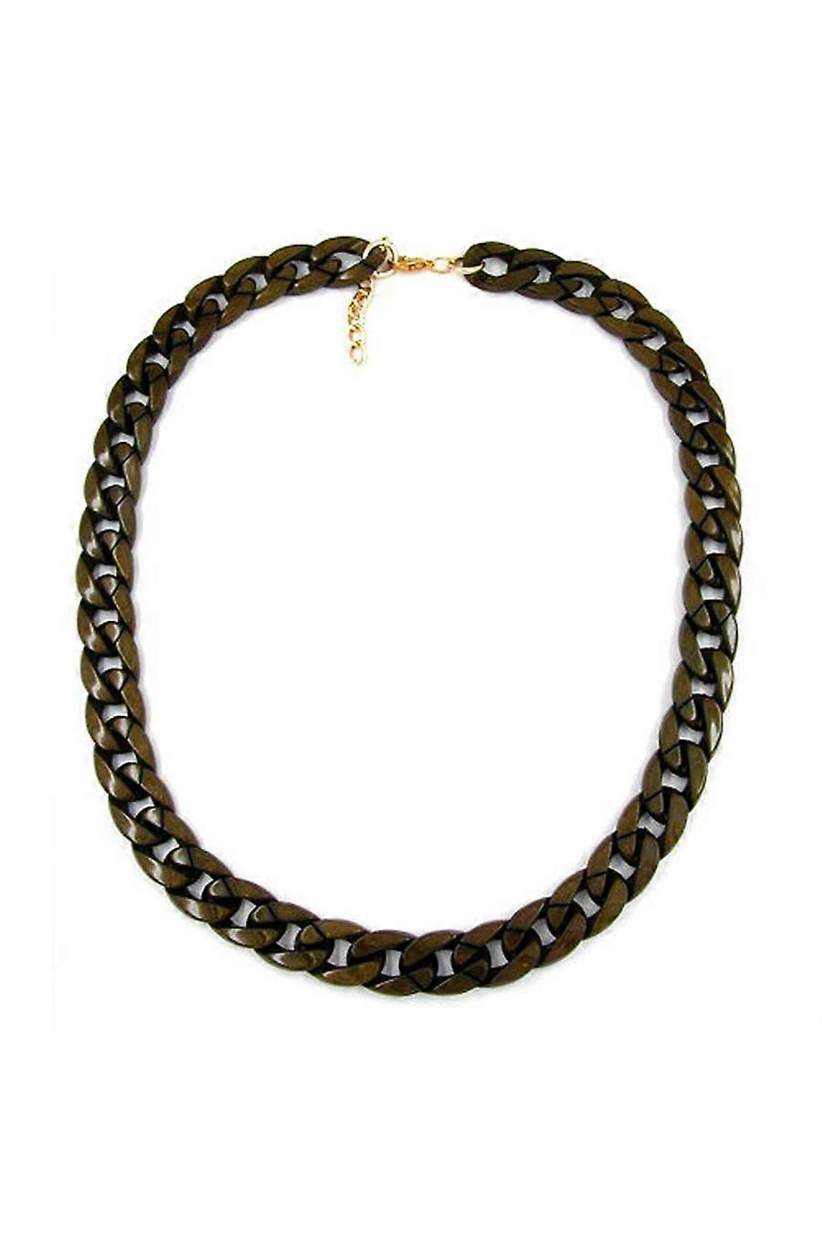 Necklace Curb Chain Olive Green Glossy - Gl05853
