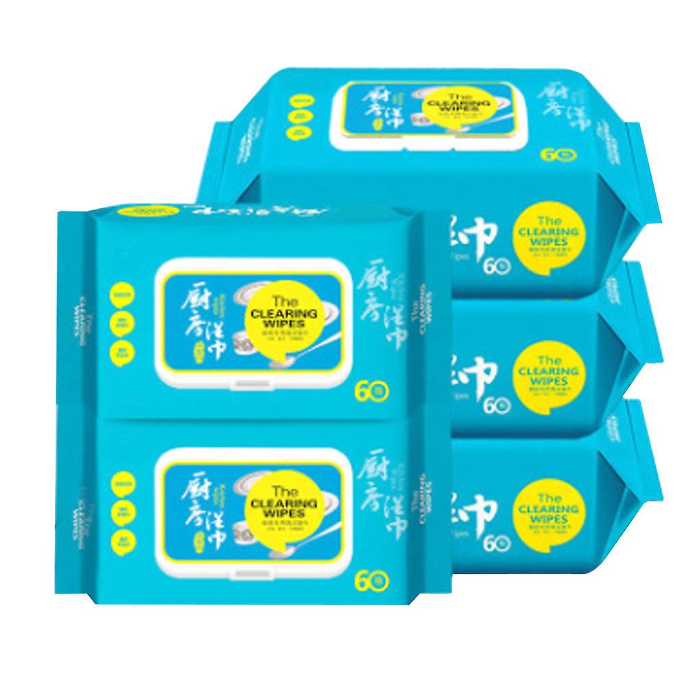 5Packs Wet Wipes Cooker Range Hood Moist Paper Greasy Dirt Cleaning for Kitchen Ventilator Dining Utensils 60Sheets\/Pack