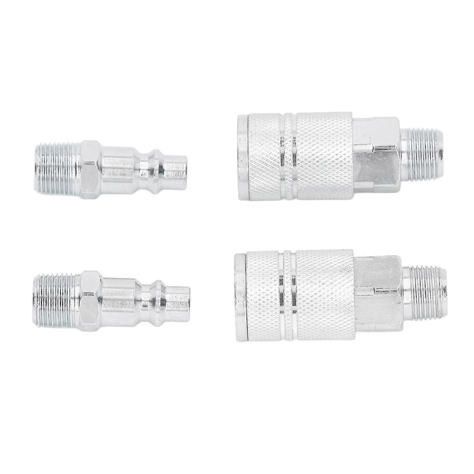 Air Hose Fittings,4Pcs Air Hose Quick Connect Fittings,2 External Connection 2 External Plug 3/8 Inch NPT Industrial Air Compressor Fittings