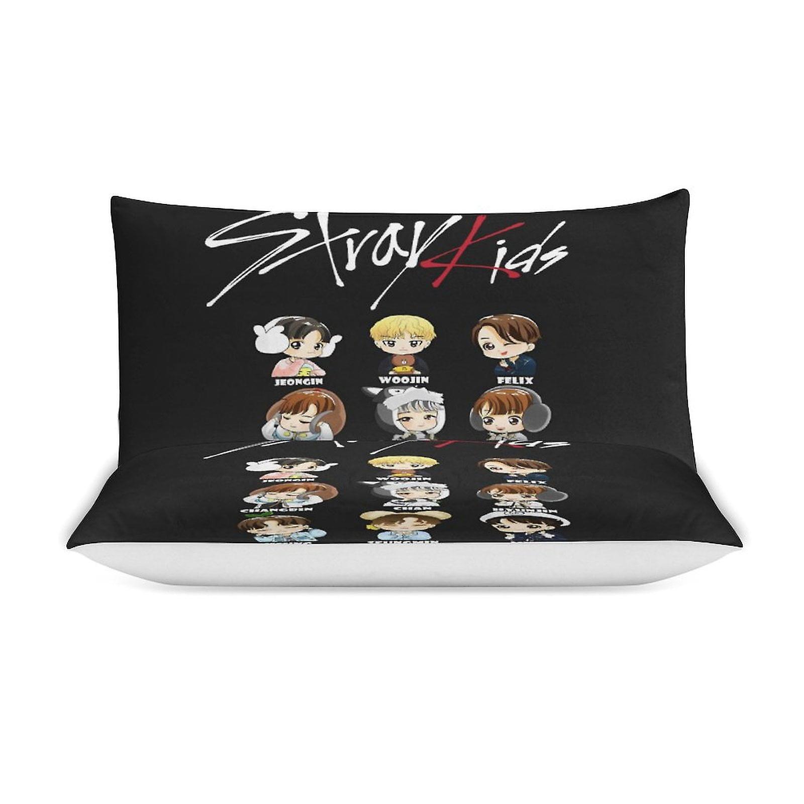 Kpop Stray Kids Bed Dekbedovertrek Microvezel Beddengoed Sets 3D-geprint lichtgewicht 3-delige dekbedsets, 1 dekbedovertrek en 2 kussensjams voor kinderjongens | NL